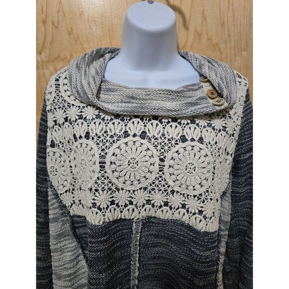 Maurices Womens Long Sleeve Sweater W Lace Detail & Button Collar cottage core - Picture 3 of 9